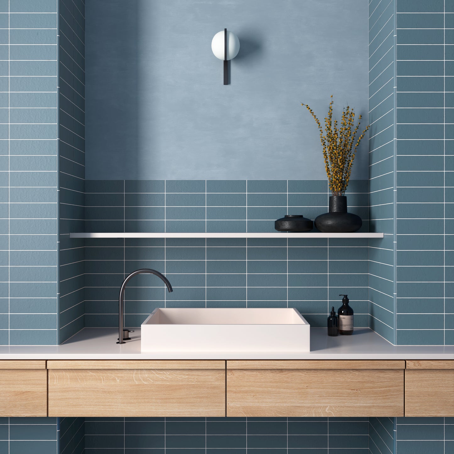Wandtegel Kalma Deep Blue 6x18,6 mat - WDtegels