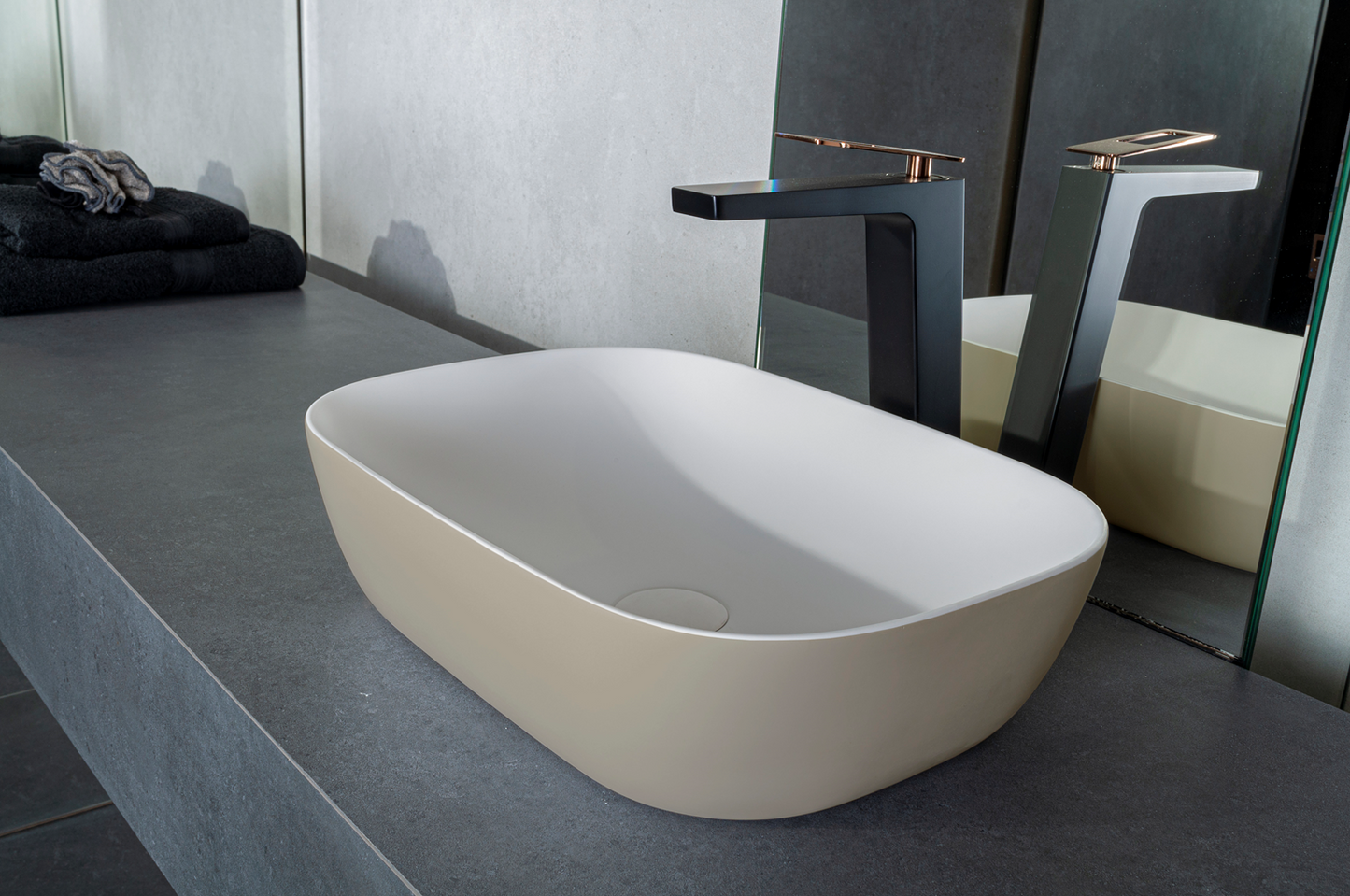 Solid surface waskom Maud beige EXT - WDtegels