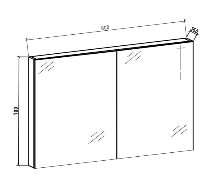 Spiegelkast Tieme mat grijs 80x70x16cm