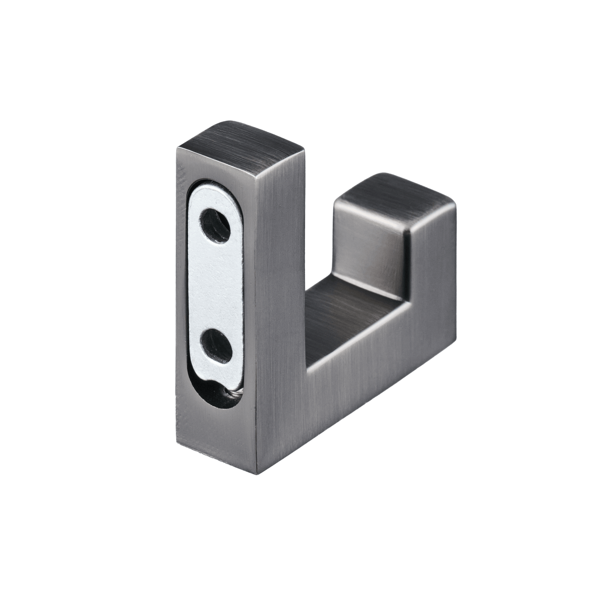 Achterzijde van enkele handdoekhaak in gun metal