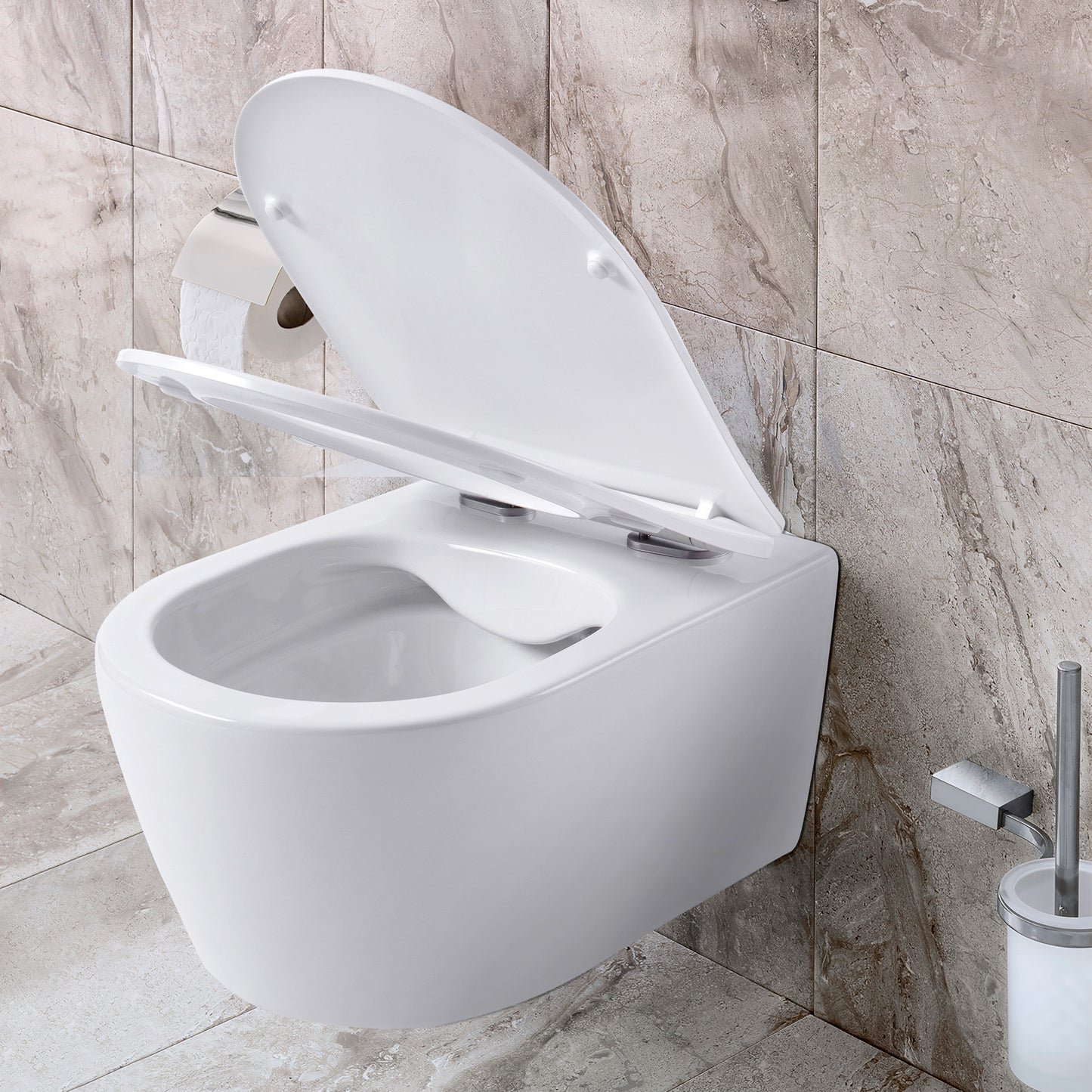 Aloni Pro Hangend Toilet | 36x25x49cm | Randloos | met Zitting | Softclose | Quick Release | Compact | Mat Wit - WDtegels