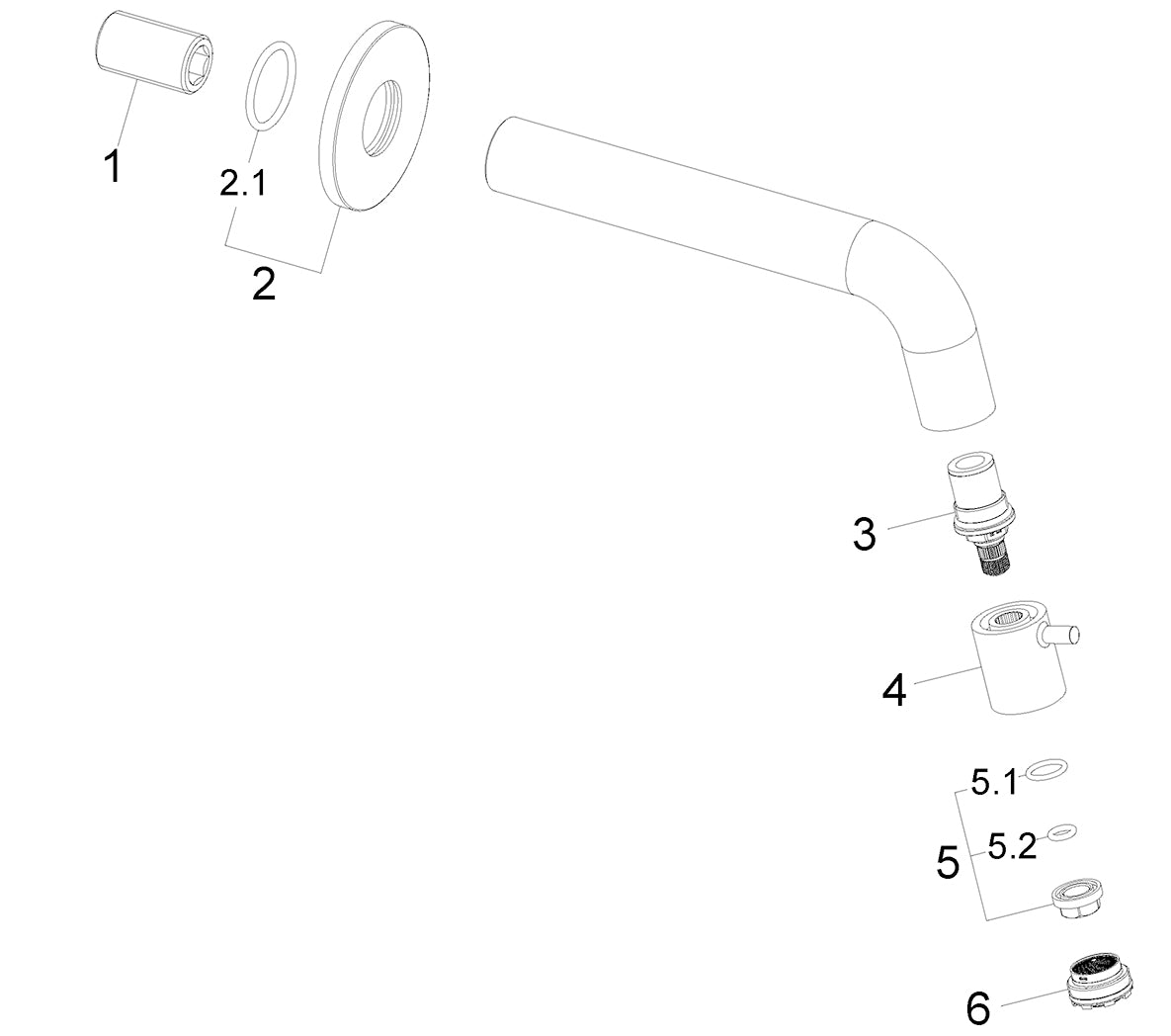 Sophia fonteinkraan inkortbaar met muurbevestiging 1/2" chroom