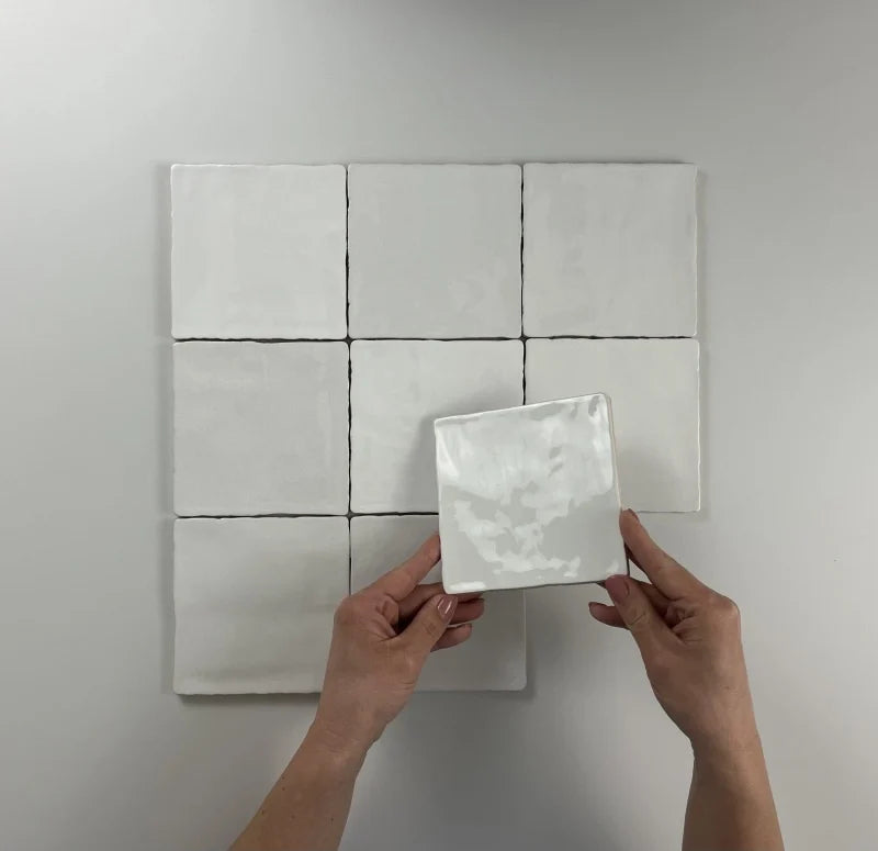 Moos White glans handvorm 13x13