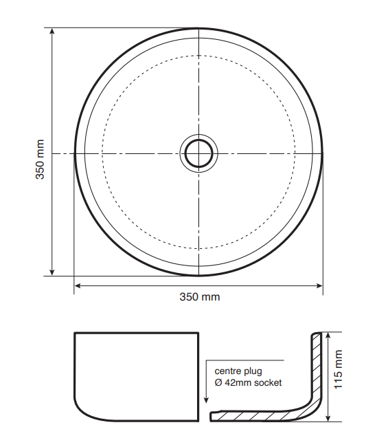 Washbasin Sem Solid Surface White Matt 35.5x35.5x11.5cm