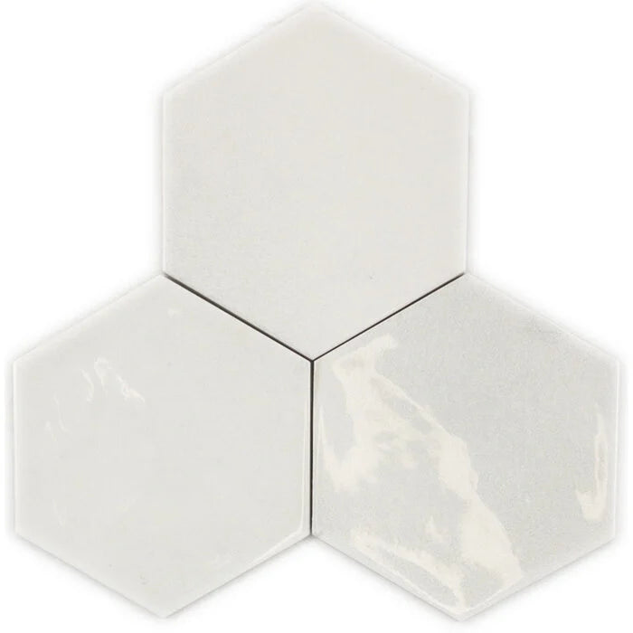 Hexagon Moon White glans 16x18 - WDtegels