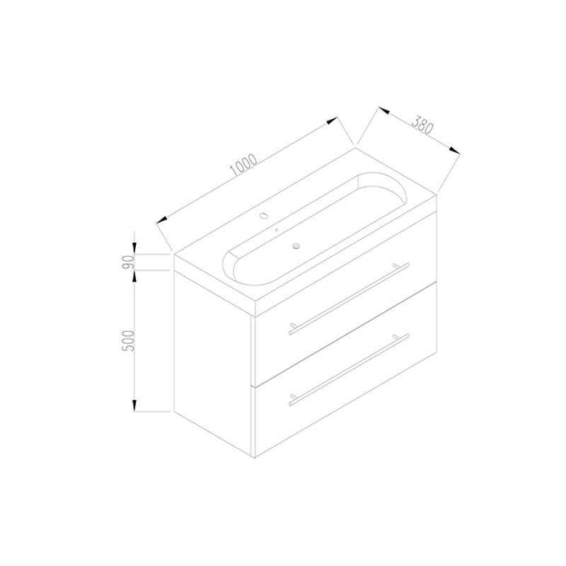 Badmeubel Compact Line 100 Hoogglans Wit