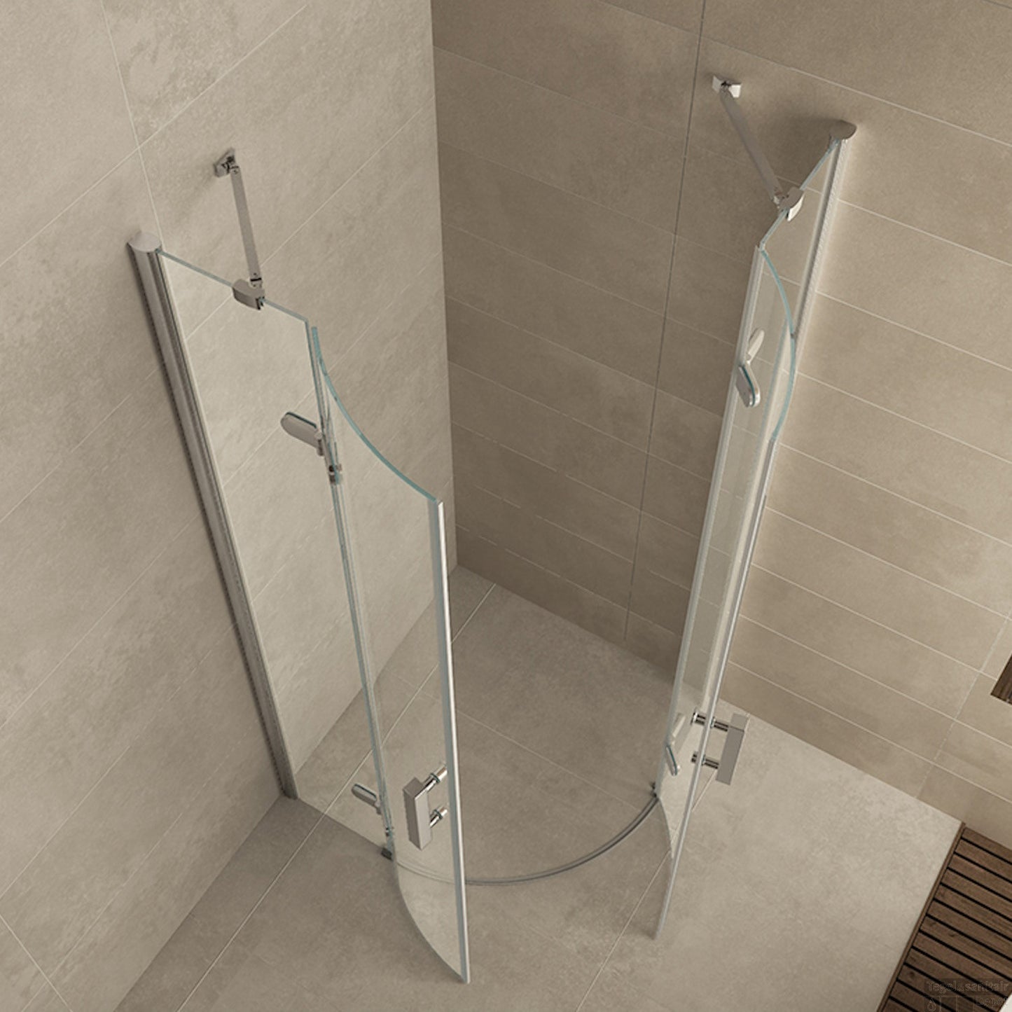 Douchecabine Wiesbaden kwartrond 2 deuren 90x90cm 8mm NANO coating