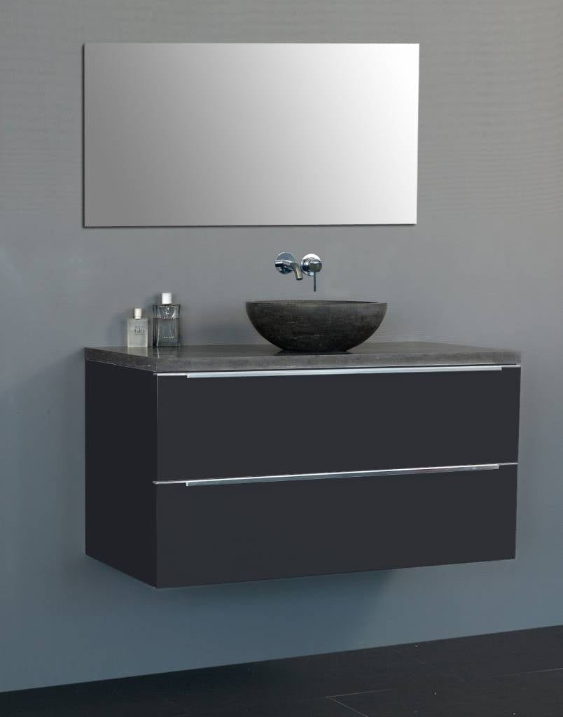 Badmeubel Senza Dynasty met ronde kom 100 Hoogglans Antraciet