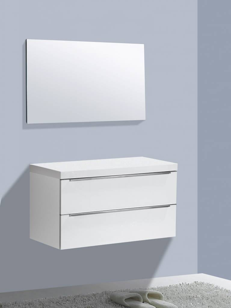 Badmeubel Senza Flat kunstmarmer top 100 Wit