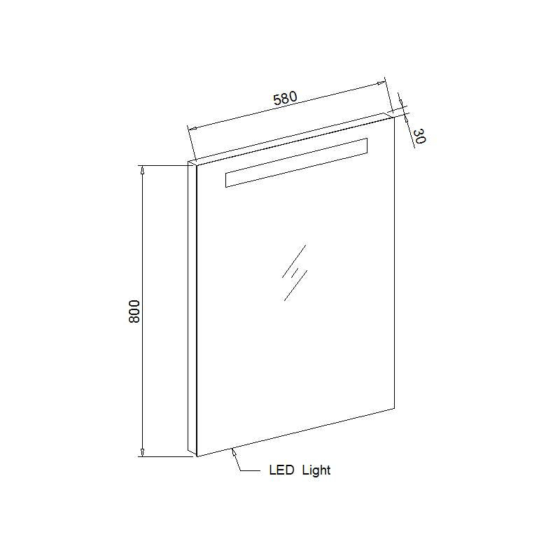 Aluminium spiegel met LED verlichting en onderverlichting 58 - WDtegels