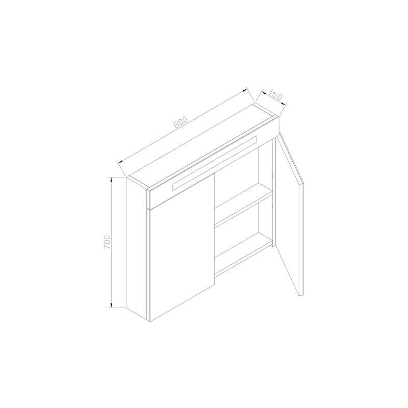 Spiegelkast 80 met LED verlichting Century Oak