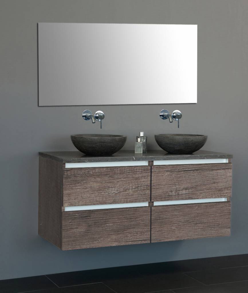 Badmeubel Trend Dynasty met 2 ronde kommen 120 Century Oak met 4 lades