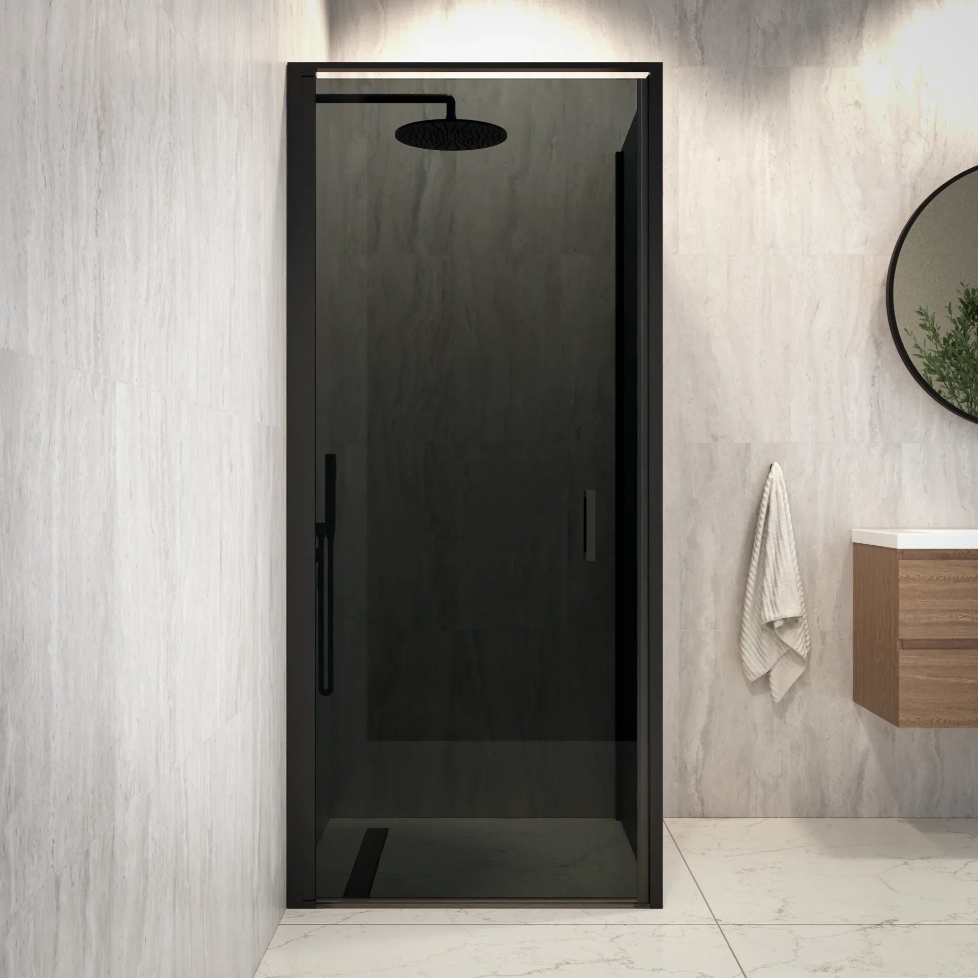 Douchecabine Vela - 90x200cm - Smoked Glass - Zwart - WDtegels