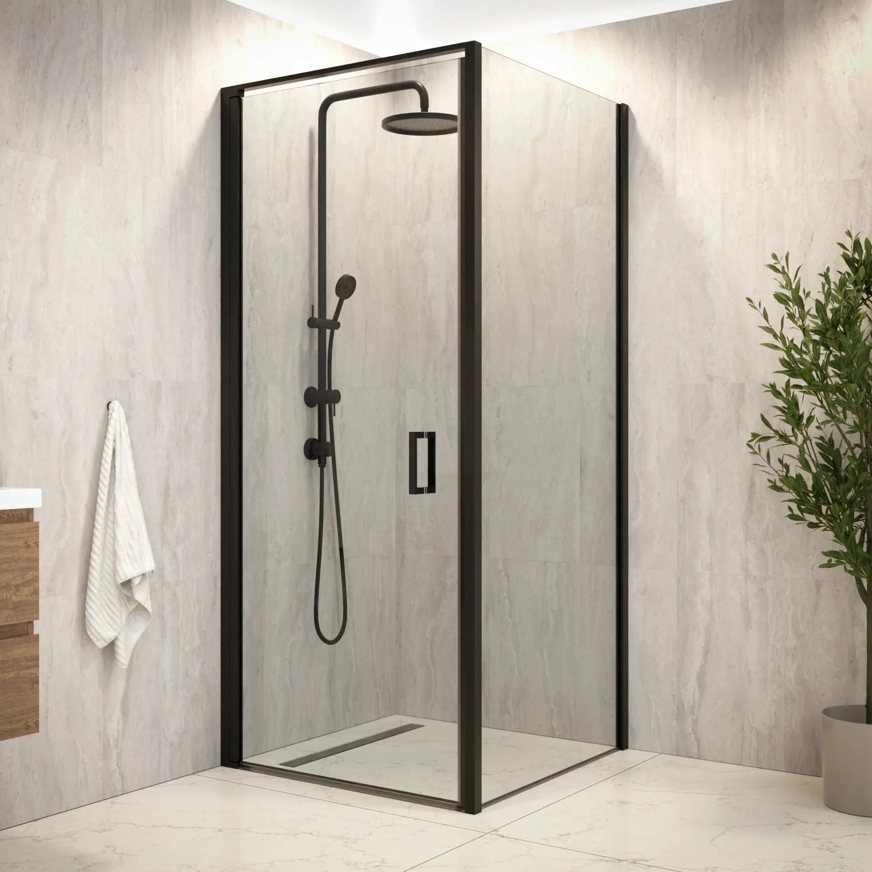 Douchecabine Vela - 90x200cm - Zwart - WDtegels