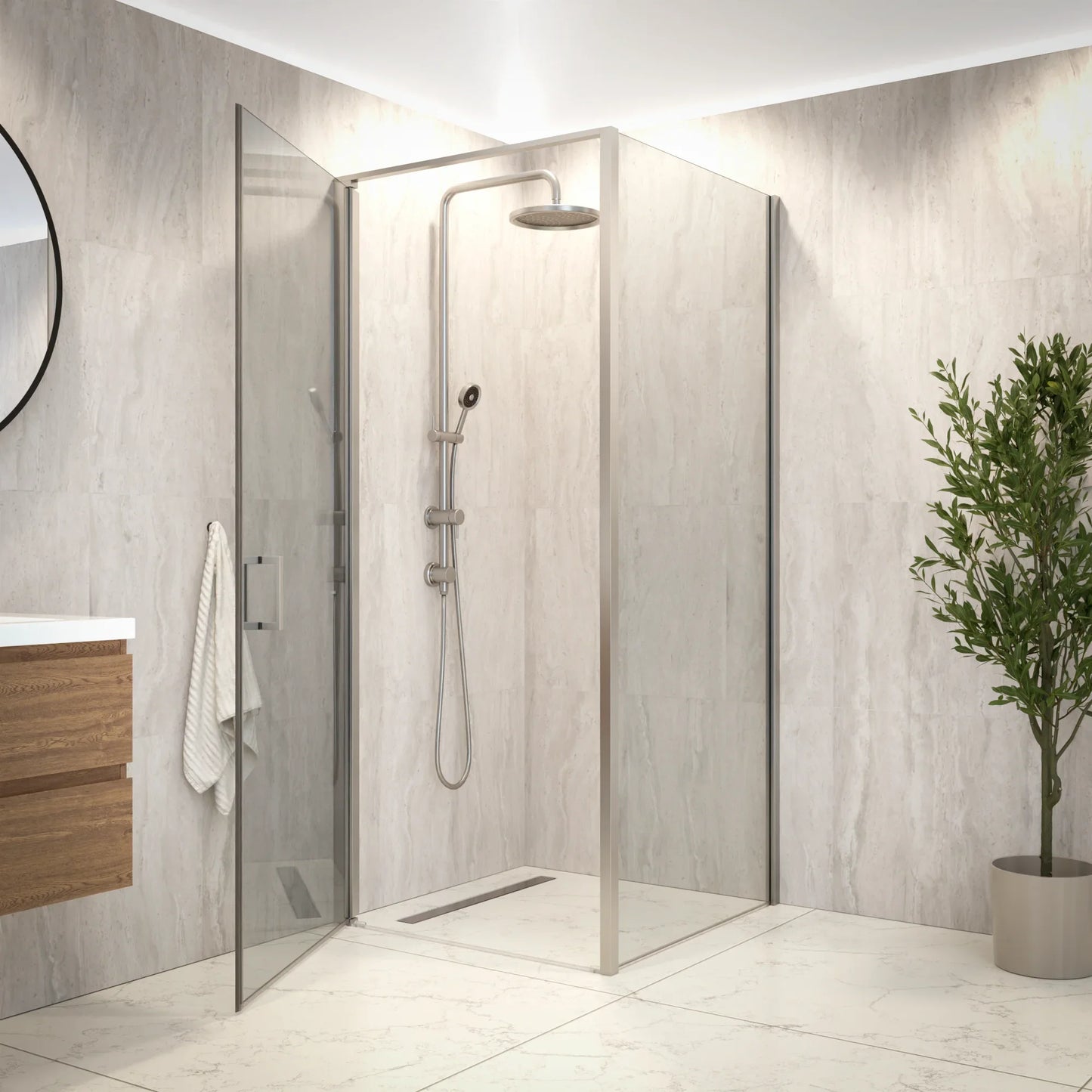 Douchecabine Vela - 90x200cm - Chroom - WDtegels