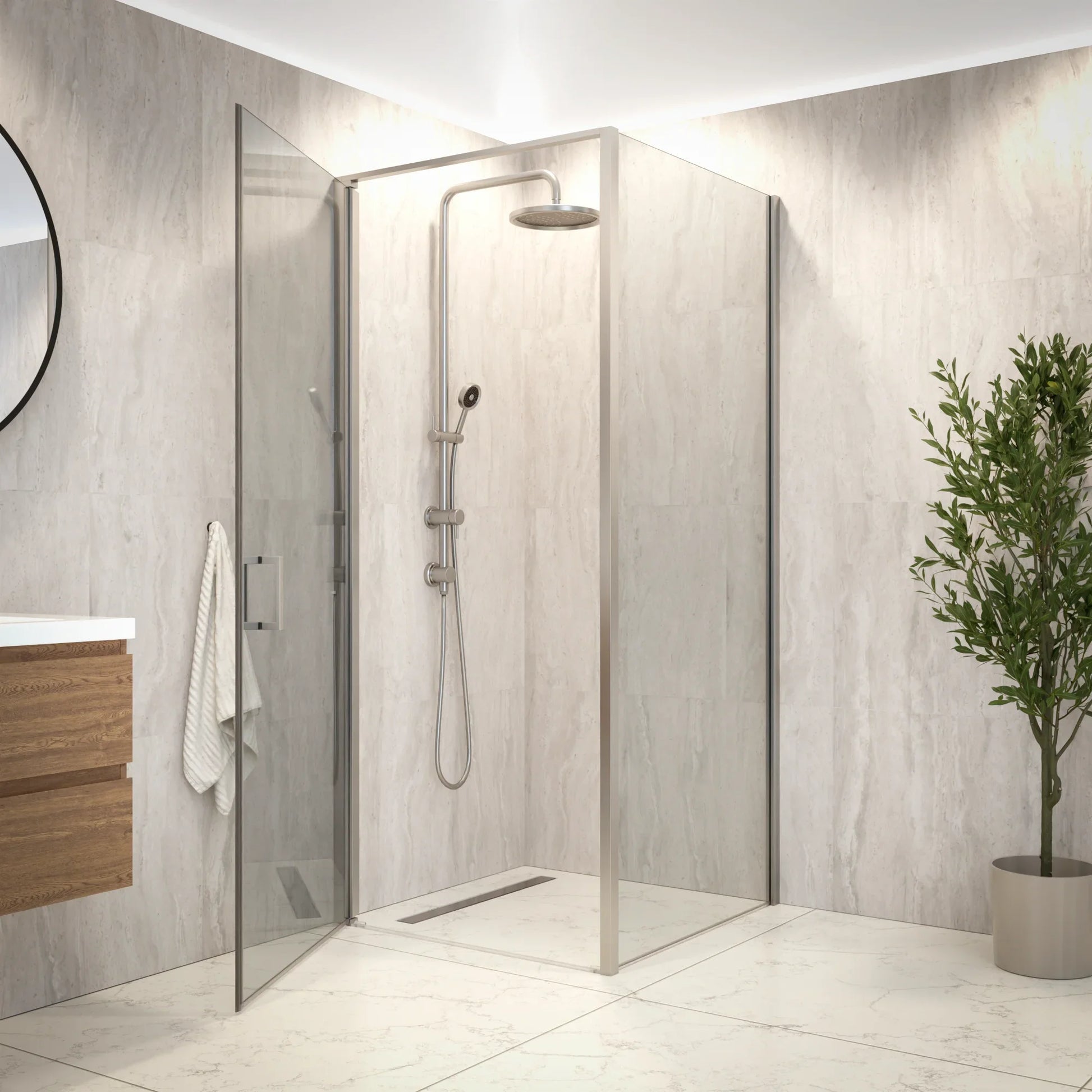 Douchecabine Vela - 90x200cm - Chroom - WDtegels