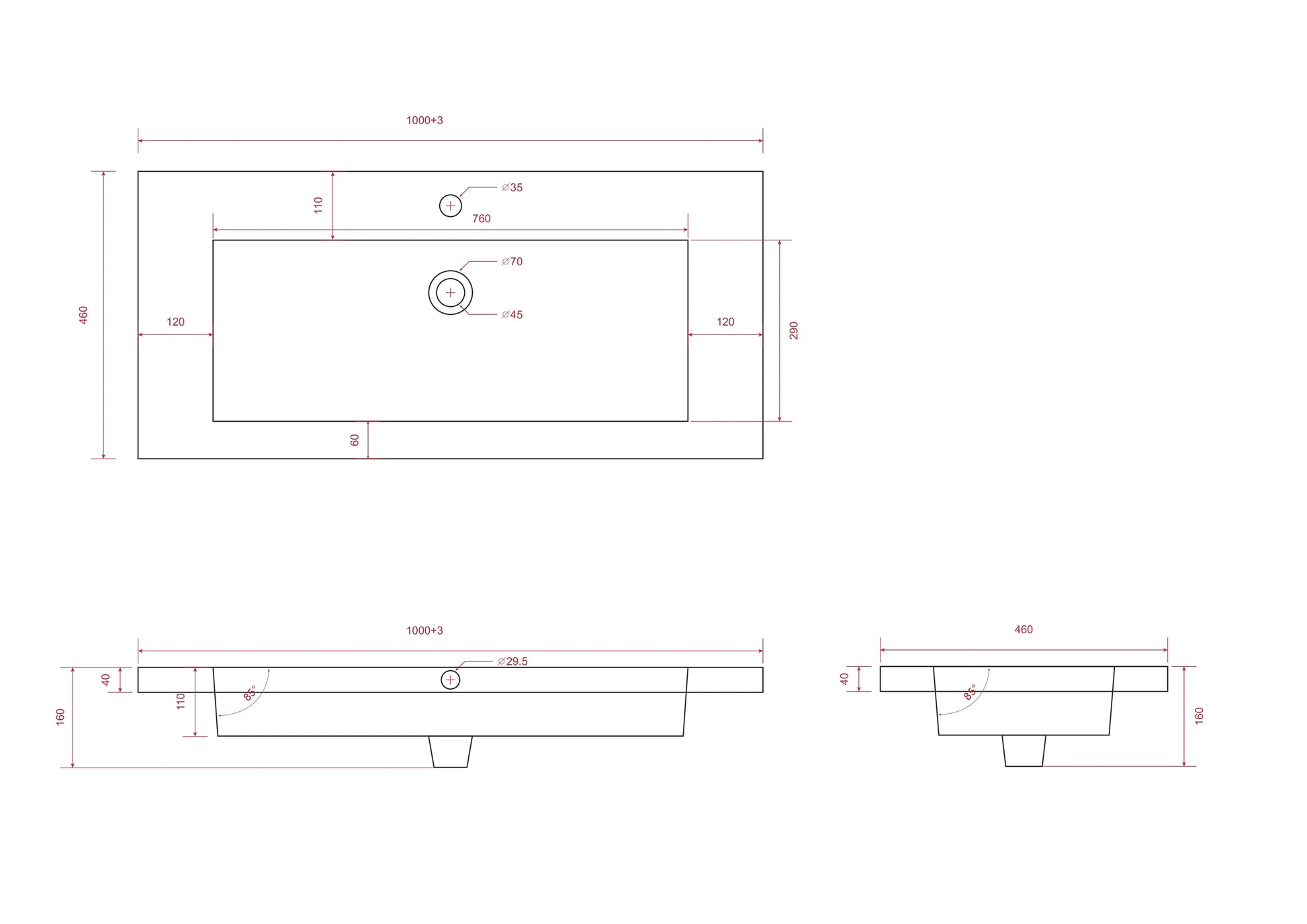 Badkamermeubelset Valento 100cm - Warm Eiken - Wastafel Wit - WDtegels
