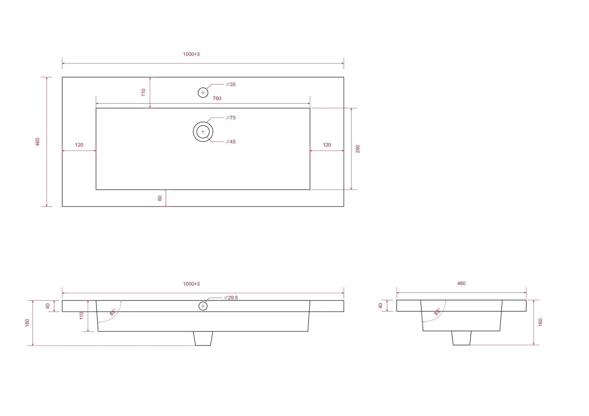 Badkamermeubel Sena - 100cm - Warm Eiken - Wastafel Wit - WDtegels