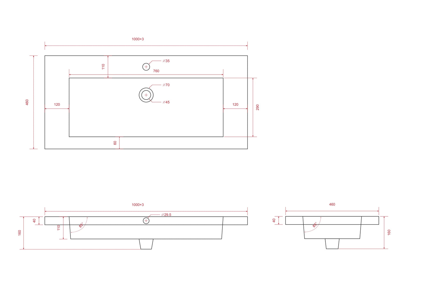 Badkamermeubel Sena - 100cm - Zwart Eiken - Wastafel Wit - WDtegels