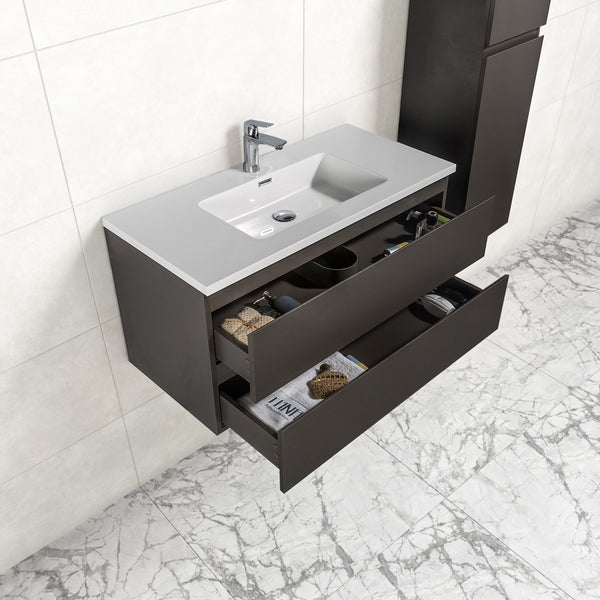 Mueble de baño Tieme 100x50x48cm + lavabo blanco - gris mate