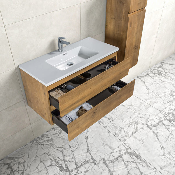 Mueble de baño Tieme 100x50x48cm + lavabo blanco - roble mate