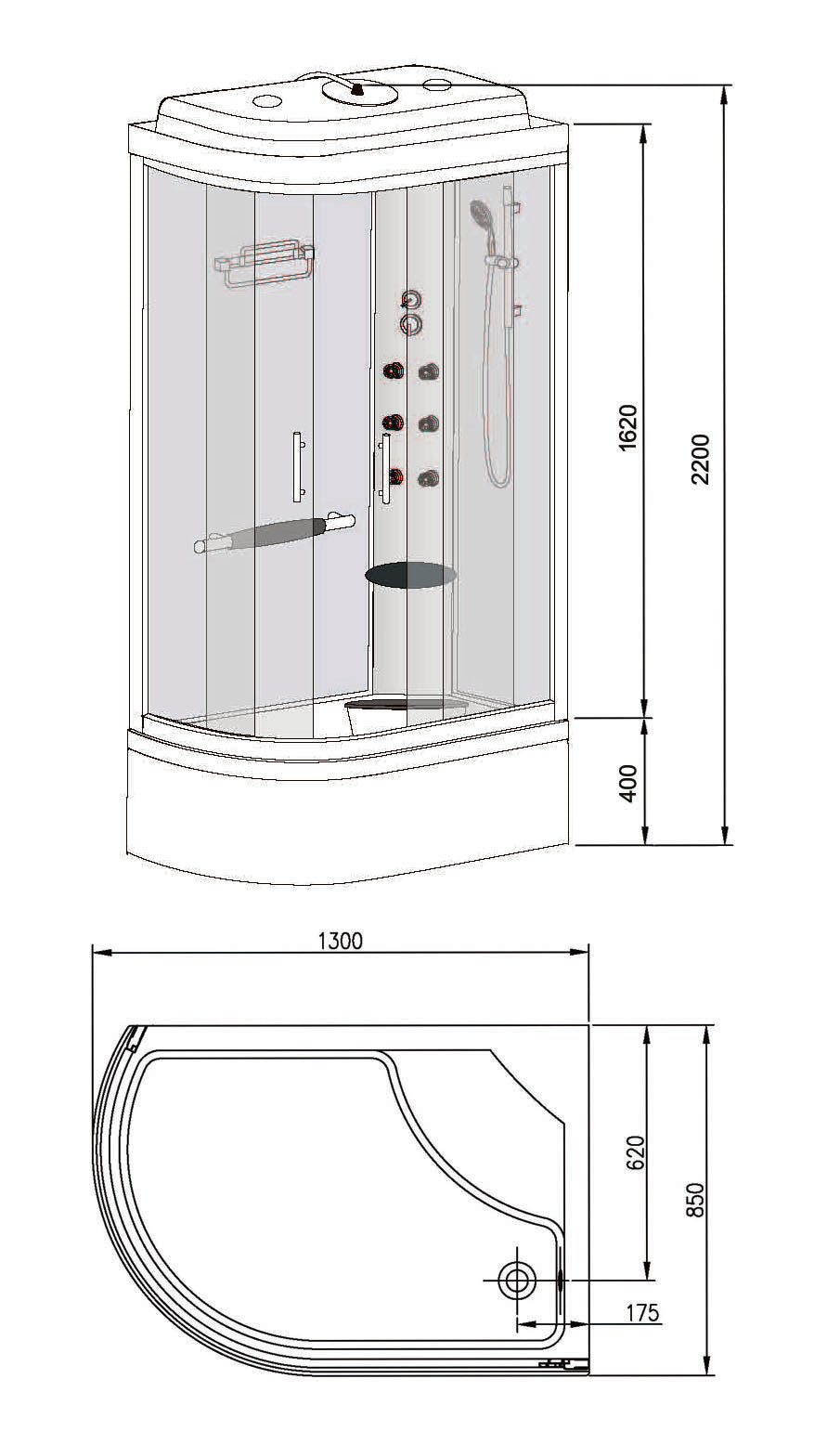 Wiesbaden Premium bad/douche 130x90x220 cm veiligheidsglase 5 mm - WDtegels
