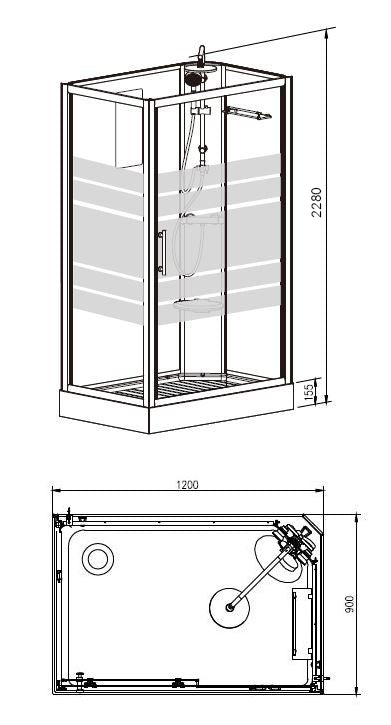 Thermo rechts complete douchecabine | 120x90x218cm | 5mm glas - WDtegels