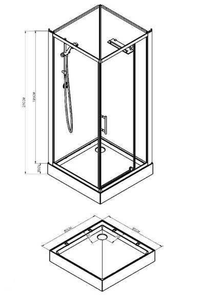 Domino complete douchecabine 80 x 80 cm 5 mm 5400319101866