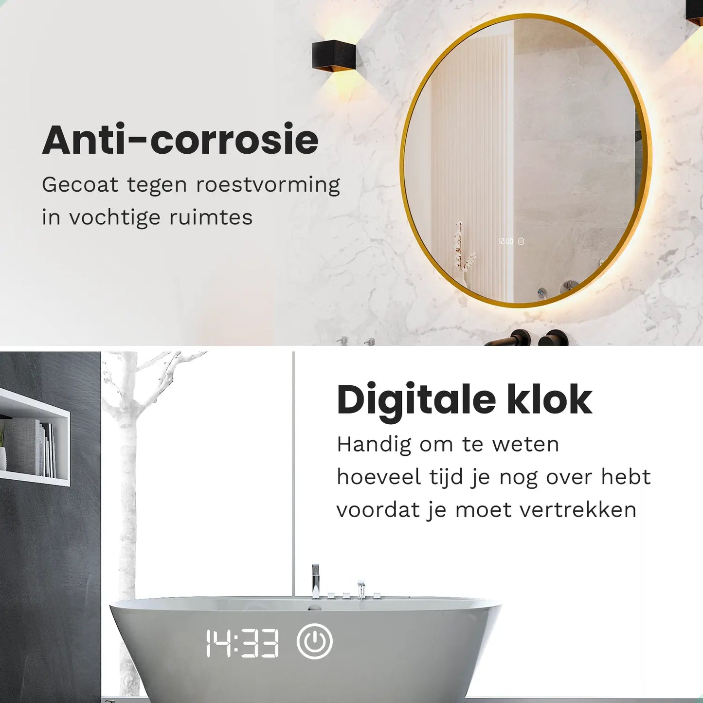 Badkamerspiegel - 80 cm - Goud Frame