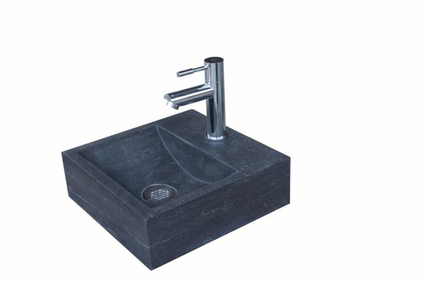 Combi pakket Natuursteen fontein Square met kraan, rooster en sifon