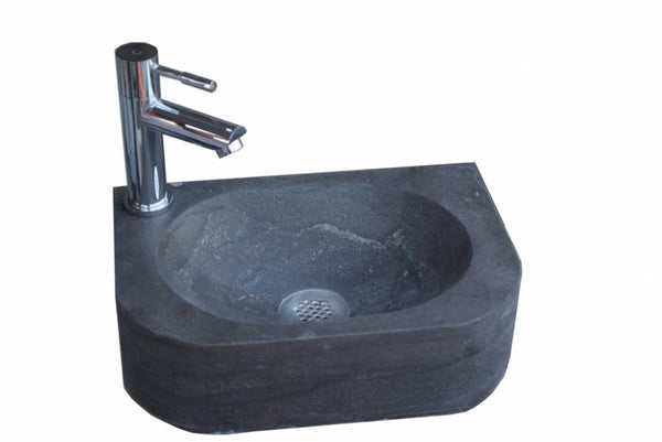 Combi pakket Natuursteen fontein Flow met kraan, rooster en sifon