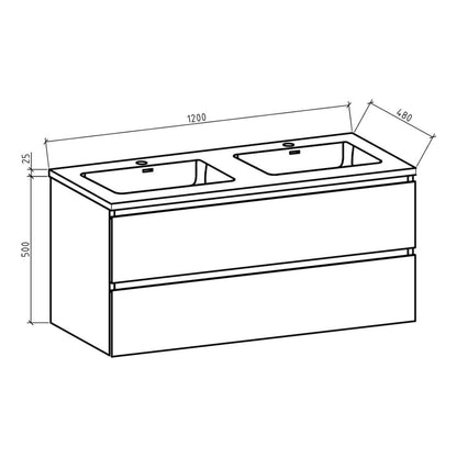 Onderkast badkamermeubel Tieme hoogglans wit 120x50x48cm