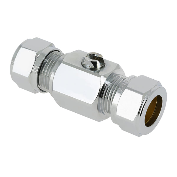 Válvula de bola recta KIWA 12mm de compresión x 12mm de compresión cromada
