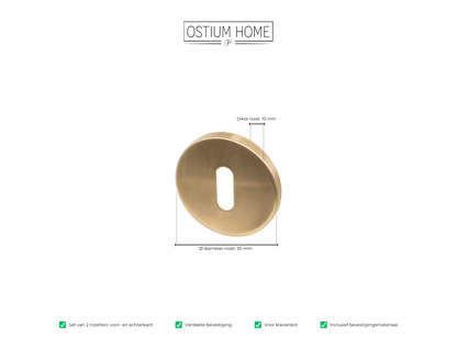 Maattekening van rond sleutelrozet in goud