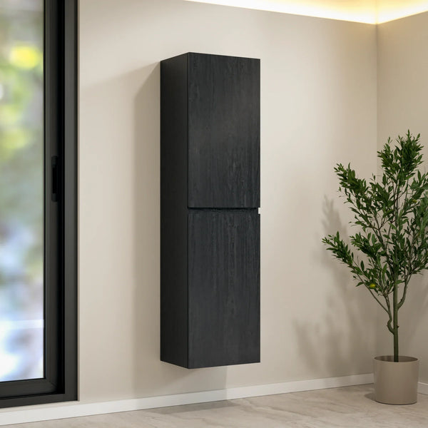 Badkamer Kolomkast Ruvo - 150cm - Zwart Eiken