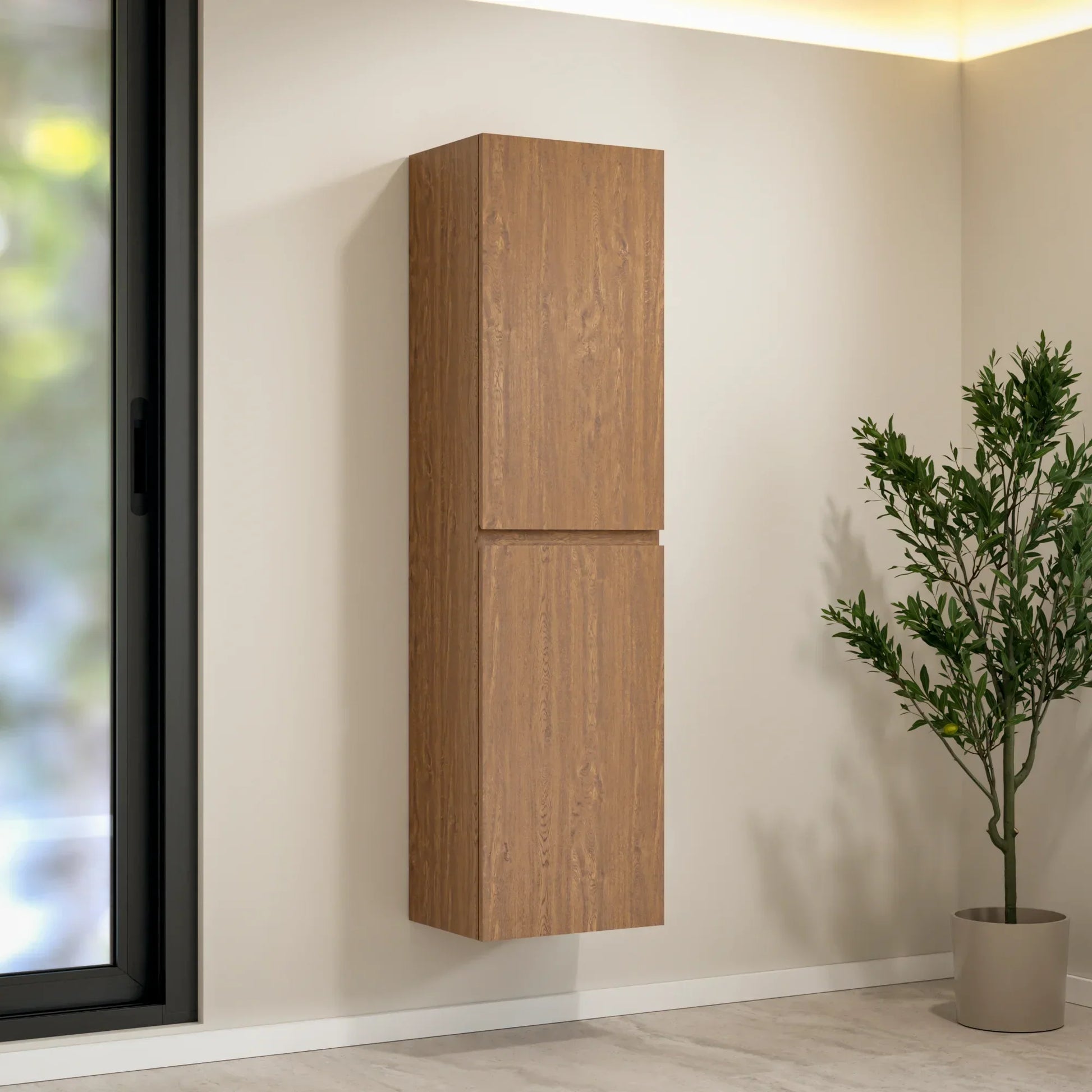 Badkamermeubelset Valento 100cm - Warm Eiken - Wastafel Wit - WDtegels