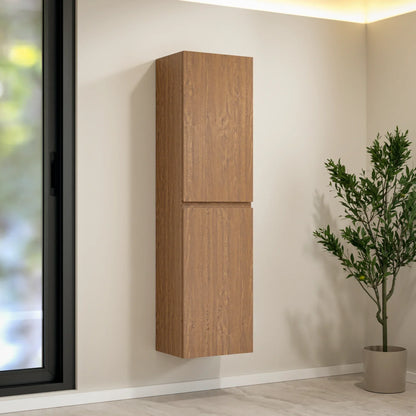 Badkamermeubelset Verona 60cm- Warm Eiken - Wastafel Zwart - WDtegels