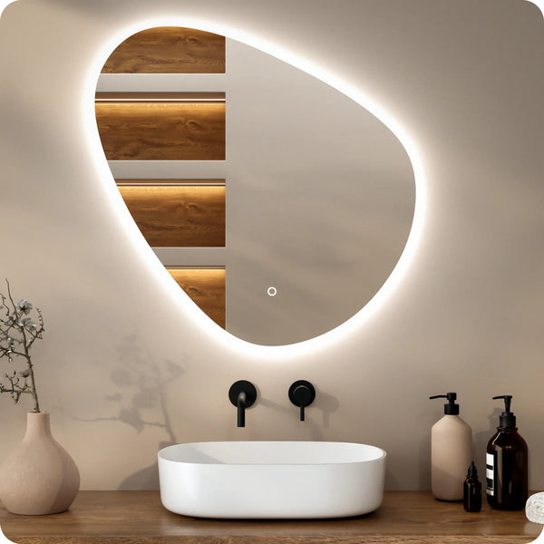 Badkamerspiegel - 80x80cm Asymmetrisch - Frameloos