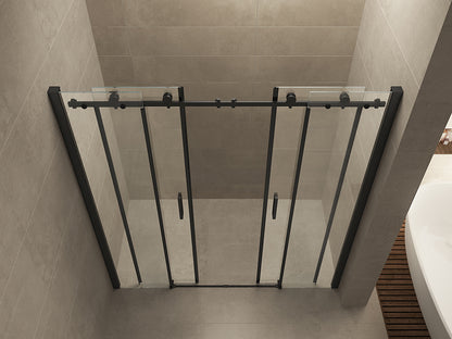 Slide nis schuifdeur dubbel 1800 x 2000 x 8 mm nano helder glas/mat zwart - WDtegels