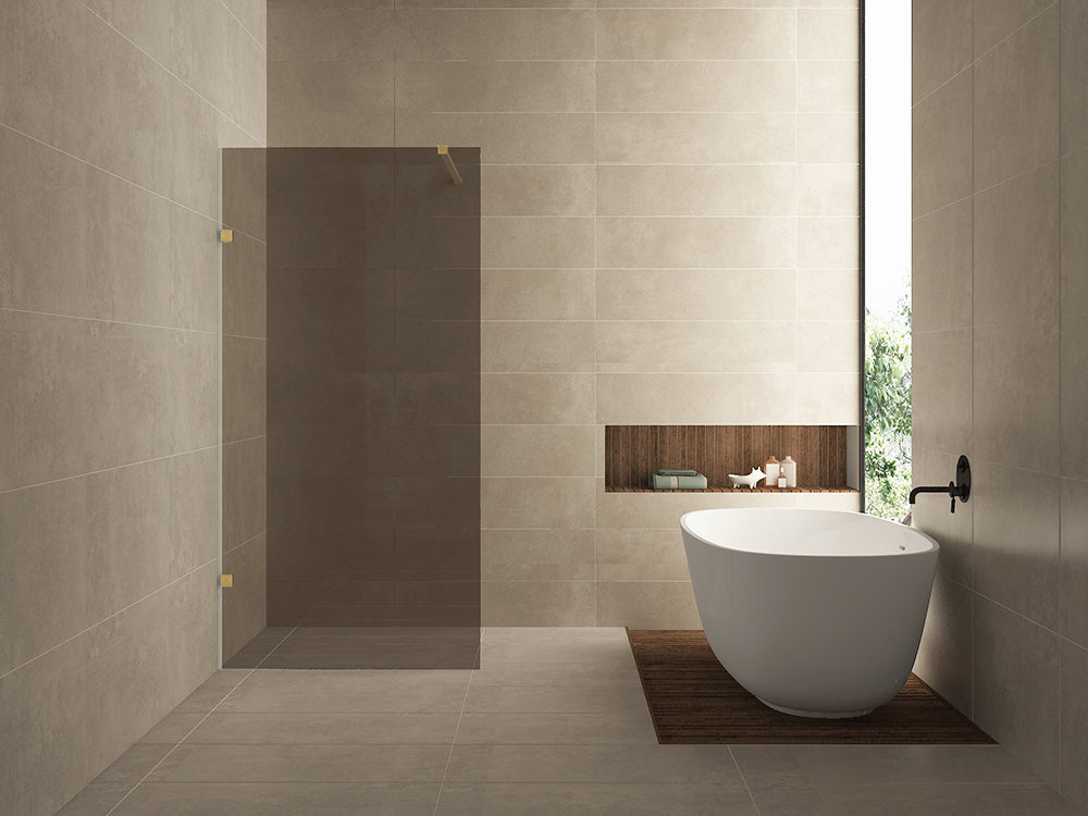 Less inloopdouche 800 x 2000 x 8 mm nano vintage brons glas/geborsteld messing - WDtegels