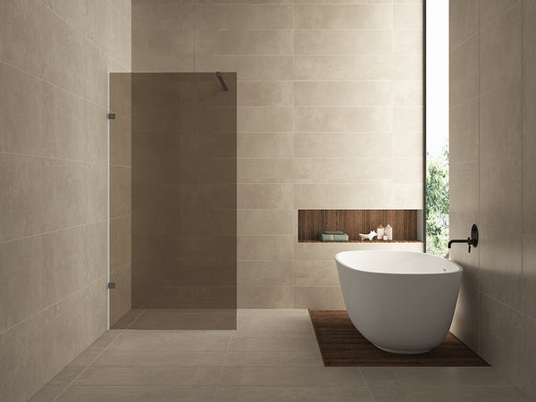 Mampara de ducha a ras de suelo Less | 120x200cm | cristal de bronce vintage Nano de 8mm | Gunmetal