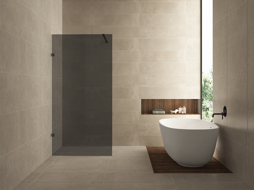 Less inloopdouche 80x200cm 8mm Nano rookglas Mat zwart