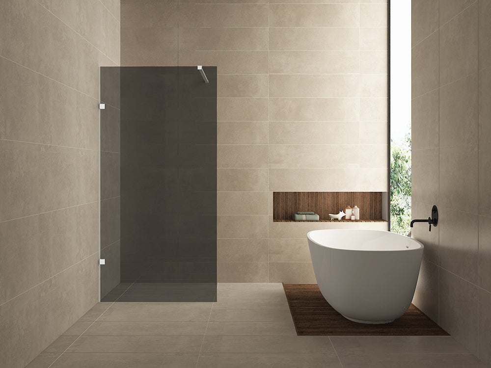 Less inloopdouche 900 x 2000 x 8 mm nano rookglas glas/mat wit - WDtegels