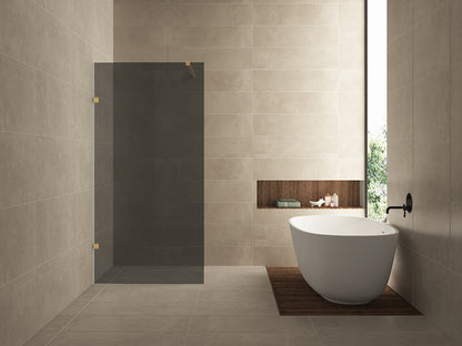 Less inloopdouche 100x200cm 8mm Nano rookglas Geborsteld messing