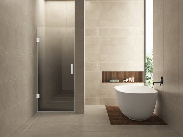 Less nisdeur links | 90x200x0.8cm | Nano spiegelrook- naar helder glas/mat wit