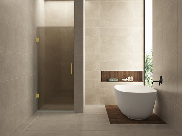 Less nisdeur | 80x200x0.8cm | Nano vintage brons glas/geborsteld messing