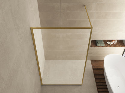 Square inloopdouche 1000 x 2000 x 8 mm nano helder glas/geborsteld messing - WDtegels