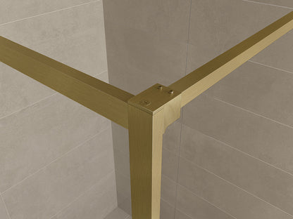 Square inloopdouche 1000 x 2000 x 8 mm nano helder glas/geborsteld messing - WDtegels