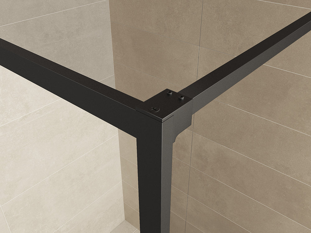 Square inloopdouche 900 x 2000 x 8 mm nano helder glas/mat zwart - WDtegels