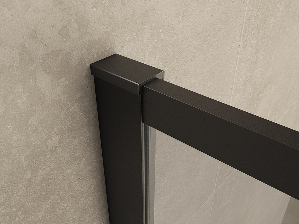 Square inloopdouche 1000 x 2000 x 8 mm nano helder glas/mat zwart - WDtegels